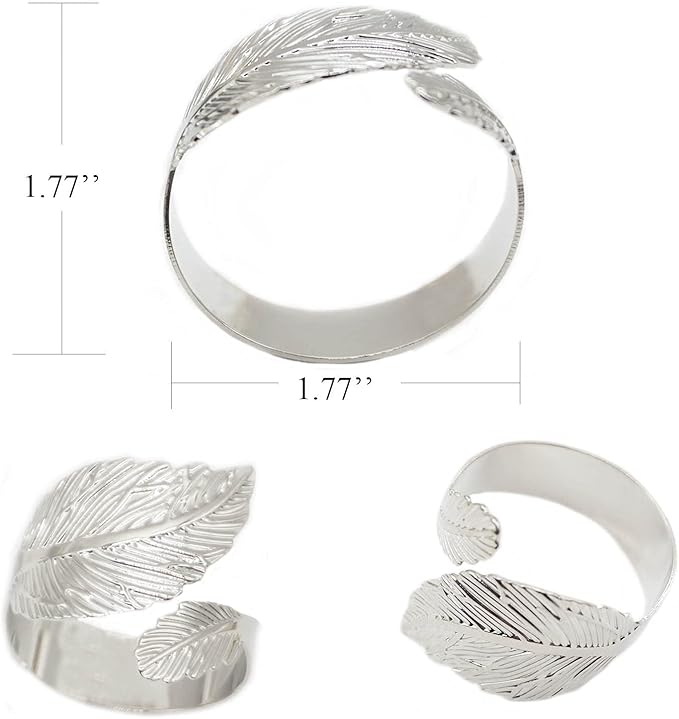 Silver Leaf Napkin Rings Set of 12, Leaves Napkin Rings - Image 7