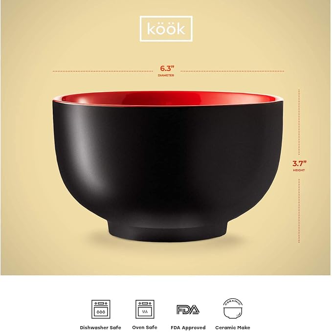 KooK Ramen Bowl, Japanese Bowls, Noodle Bowls, Large Soup Bowl, Large Capacity - Image 6