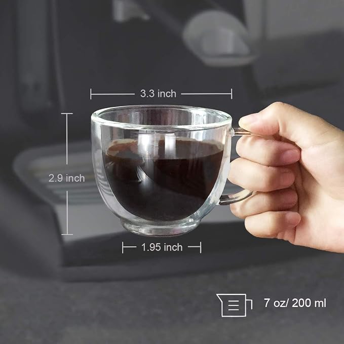 Double Wall Glass Expresso Coffee Mugs Set Of 4 Insulted Clear Cappuccino - Image 6