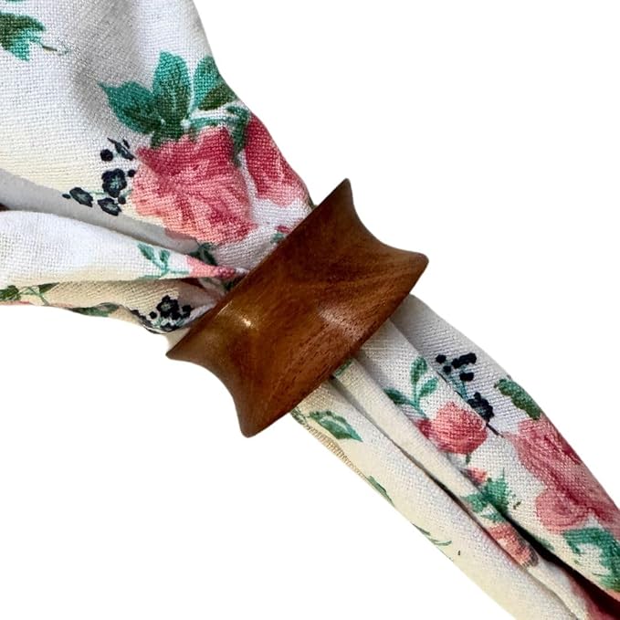 Napkin Holder Set of 12 Handmade Acacia Wood Dining Table Napkin Ring Classic - Image 5