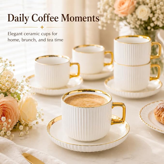 Ceramic Coffee Cup and Saucer Set - Image 6