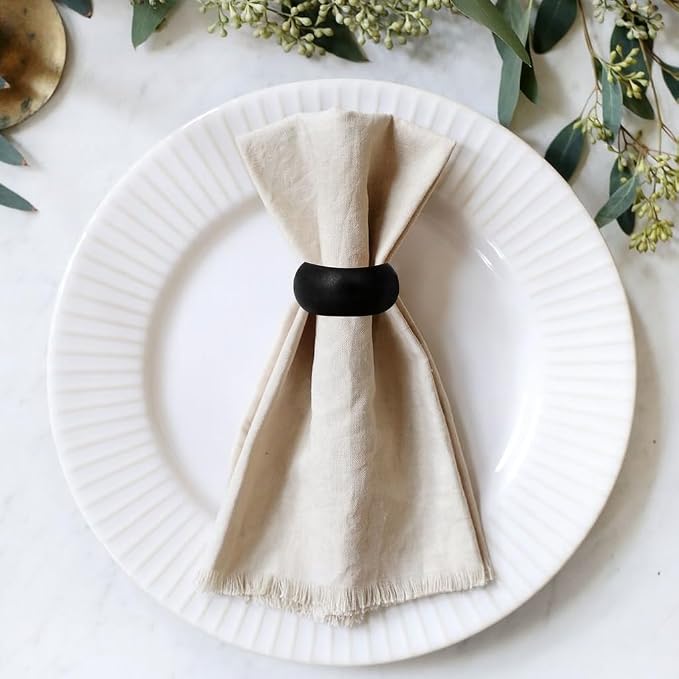 Wooden Black Napkin Rings Dining Table Napkin Holder, Classic Everyday Use - Image 3