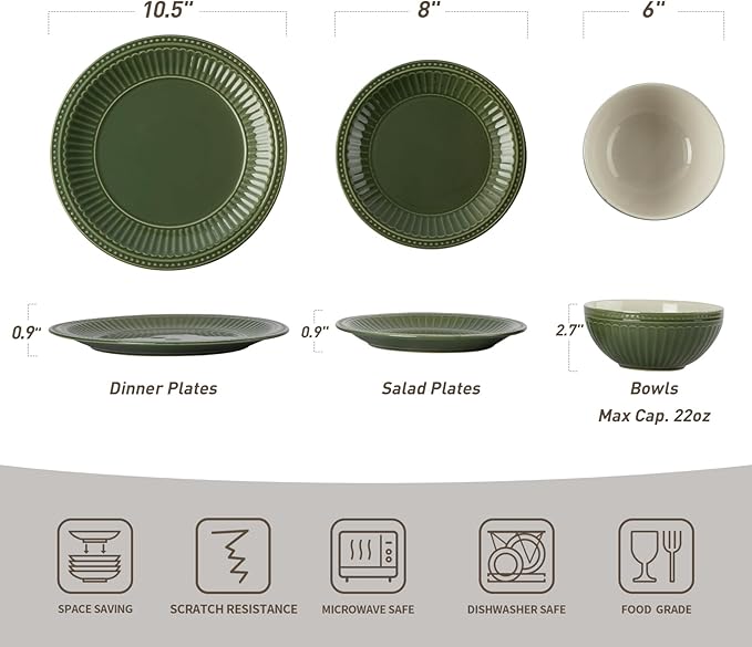 Famiware Ceramic Plates and Bowls Sets, Chip & Scratch Resistant, Microwave & - Image 6