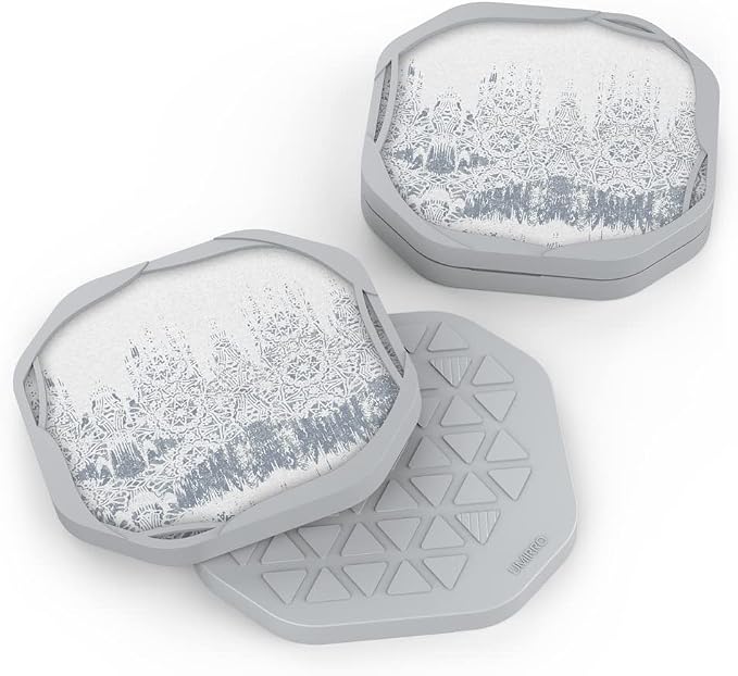 UMIRRO Absorbent Felt & Silicone Drink Coasters Set of 4, Mandala Lace | - Image 7