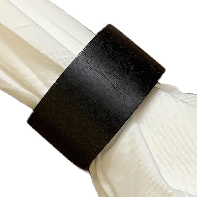 Handmade Acacia Wooden Napkin Rings Set of 12 - Image 4