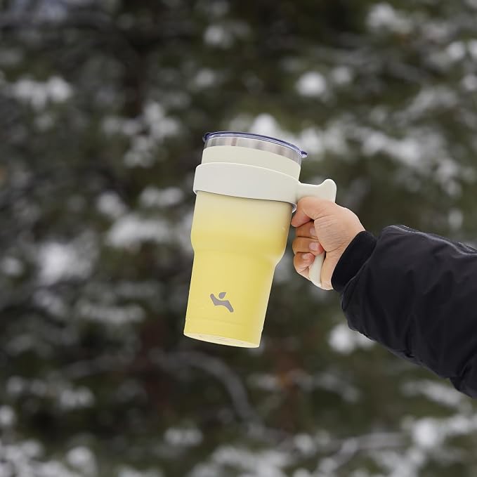 Konokyo 10 oz Tumbler with Handle and Straw, Insulated Travel Mug | Lemon; - Image 7