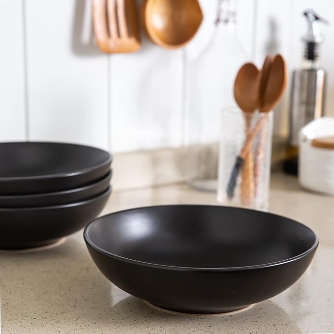 AmorArc 8.75‘’ Large Pasta Bowls, 42 ounce Deep Stoneware Bowls Set of 4 - Image 7