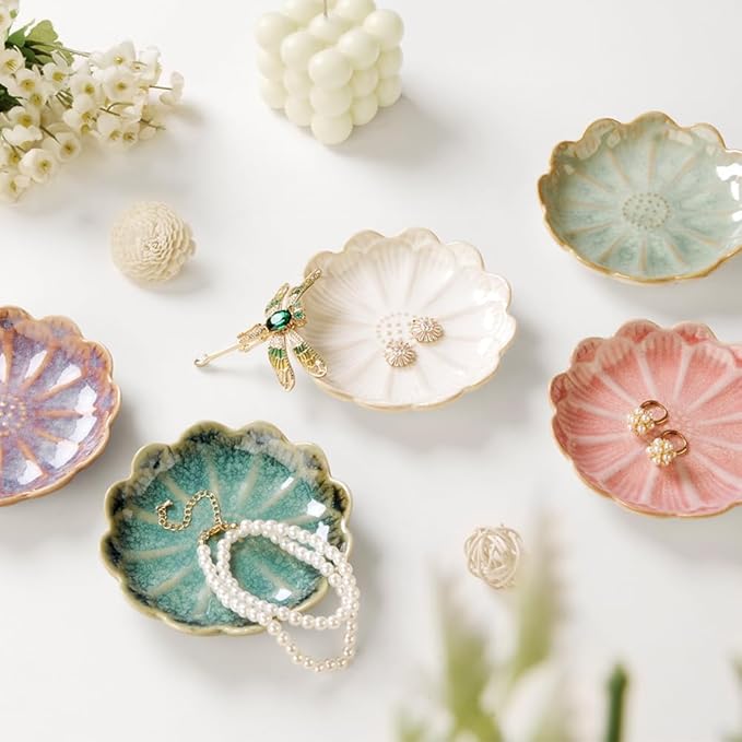 Lotus Ring Holder Dish Small Indoor Ash Tray, Ceramic Dessert Plate Trinket - Image 5