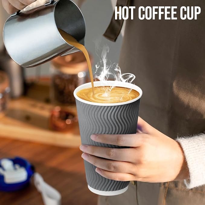 BYSNOW 500 Pack 16 oz Paper Coffee Cups - Image 6