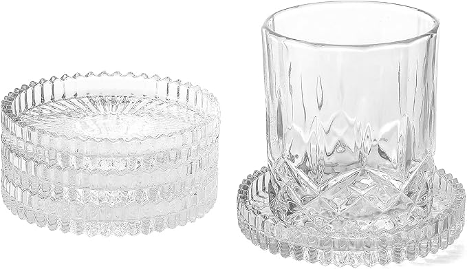 Glass Coasters Round Cup Mat, Decorative Wine Bottle Coaster, Crystal Drink by Unknown