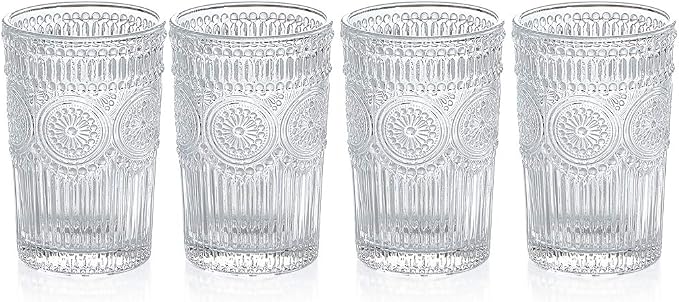 MDLUU Embossed Water Glasses, Romantic Glassware, Vintage Drinking Glasses - Image 7