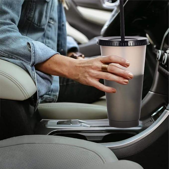 Color Changing Cups, 5 Pack 24oz Plastic Tumblers, Reusable Iced Coffee & - Image 7