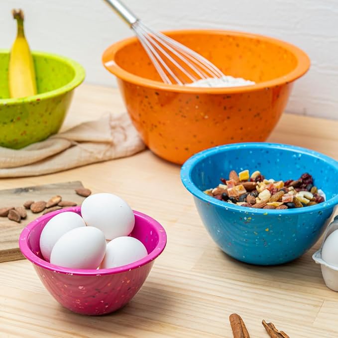 Confetti Melamine 4 Piece Nesting Mixing Bowls Set, Colorful Vibrant | Colorful - Image 9