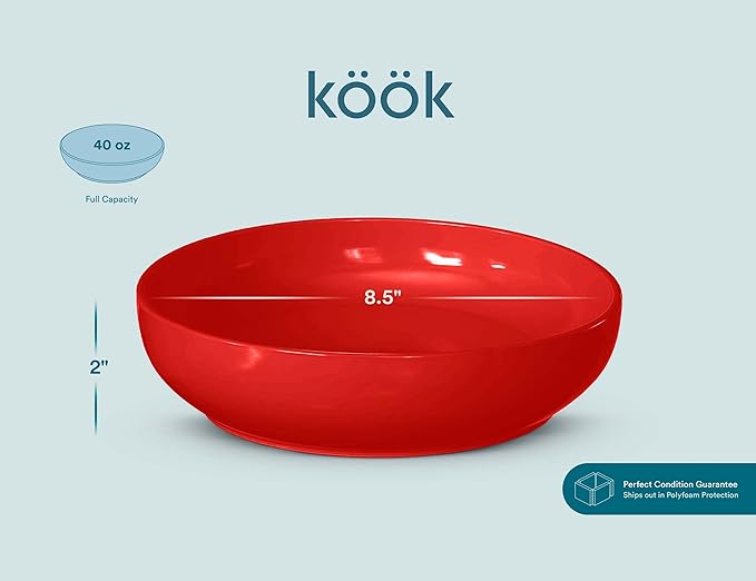 KooK Pasta Bowl, Salad Bowls, Serving Bowls, Large Capacity, Microwave & - Image 5