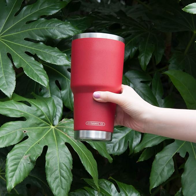 D·S 30oz Red Tumbler Double Wall Vacuum Insulated Travel Coffee Mug | Double - Image 6