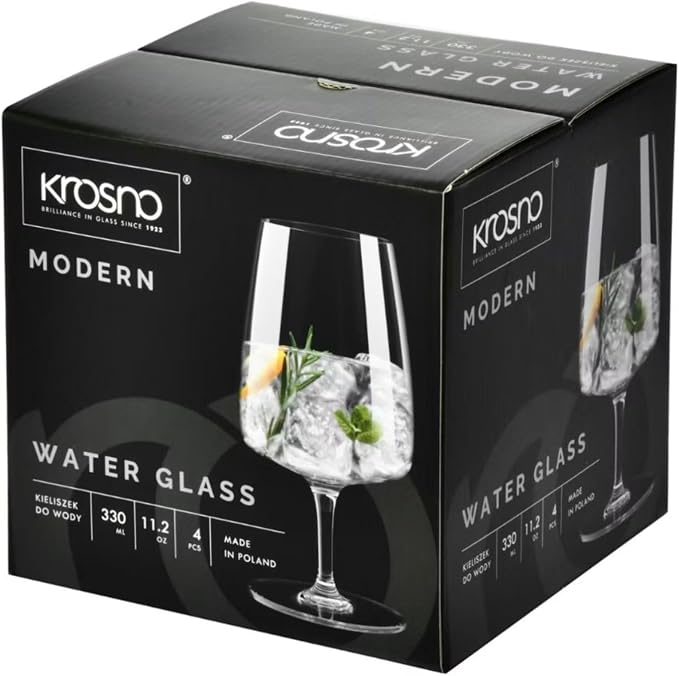 Krosno - Stemmed Tulip Water Glasses, 11.2 oz, Ideal Goblets - Image 9