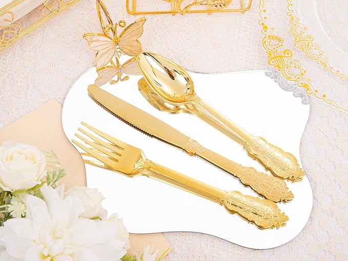 350 Pcs Black Gold Plates for Graduation | Black Party Plates Set for 50 Guests - Image 9