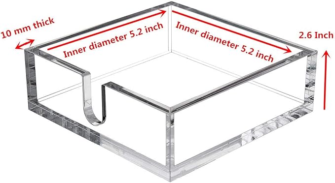 Acrylic Cocktail Paper Napkin Holder, Decorative Clear Cocktail Napkin Caddy - Image 5