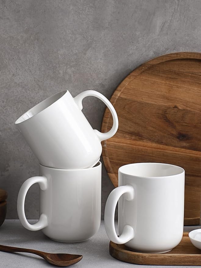 DOWAN Large Coffee Mug, 20 oz Ceramic White Coffee Mugs Set of 6 | 20oz large - Image 6