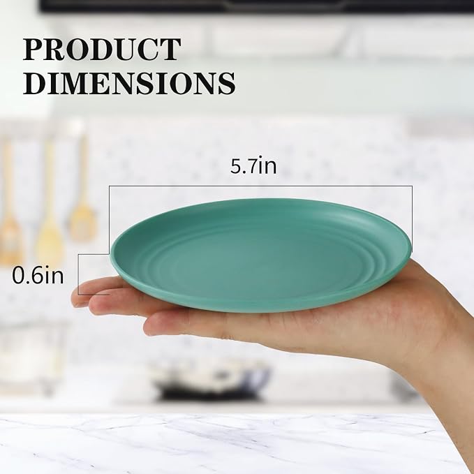Appetizer Plates 5.7 Inch, Unbreakble Wheat Straw Plate Sets of 8, Plastic - Image 7