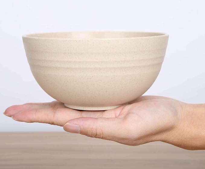 Unbreakable Cereal Bowls - 24 oz Reusable Wheat Straw Bowl Set of 4 - - Image 8