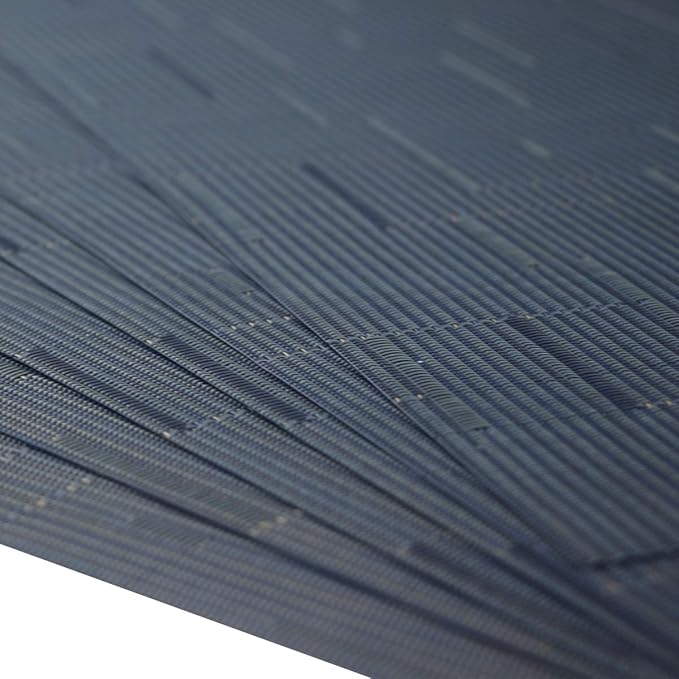 Placemats for Dining Table Woven Vinyl Place Mats Wipe Off Plastic Placemats Stain Resistant Table Mats Set of 6 (Bamboo Navy)
