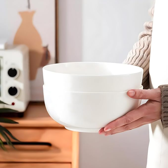 40 oz Large Soup Bowl, Pho Bowls, 7-Inch Off-White Porcelain Bowls Set of 4 - Image 7