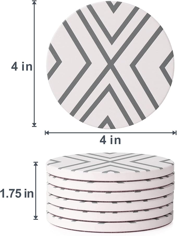 LIFVER 6 Piece Absorbent Stone Coaster Set - Image 9