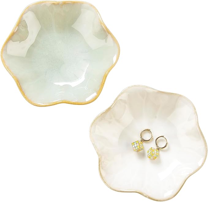 JAMEND CLXP Lotus Leaf Shape Decorative Ring Tray, Small Key Bowl, Ceramic - Image 8