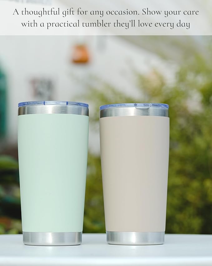 20oz Travel Coffee Tumbler 8 Pack, Lids and Straws, Stainless Steel | Double - Image 7