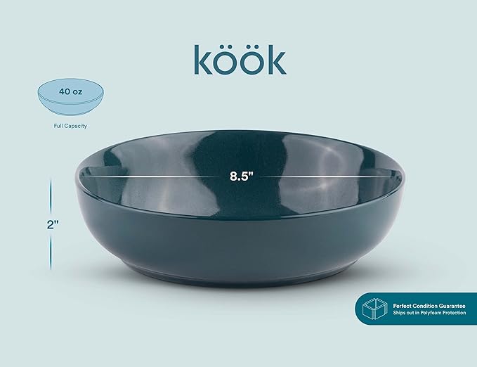 KooK Pasta Bowl, Salad Bowls, Serving Bowls, Large Capacity, Microwave & - Image 7