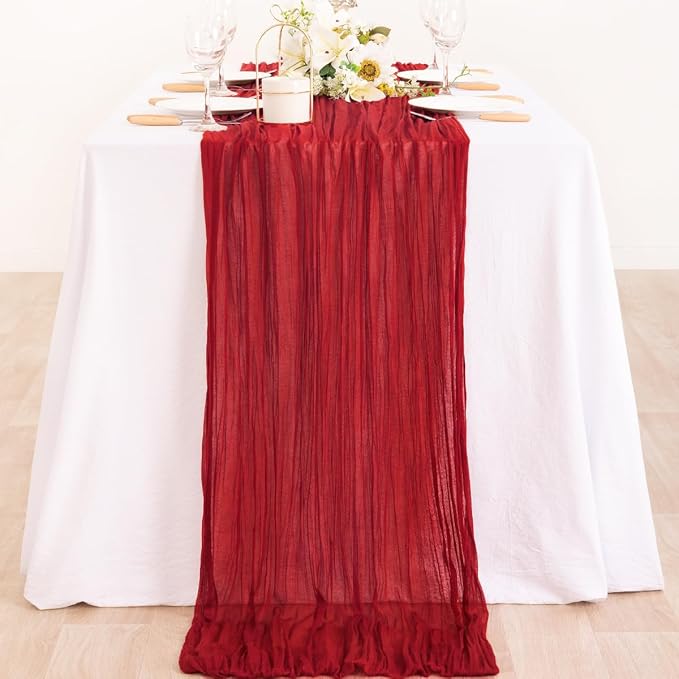 6 Pack Red Cheesecloth Table Runner 10ft Boho Gauze Annniversary Decor | - Image 6
