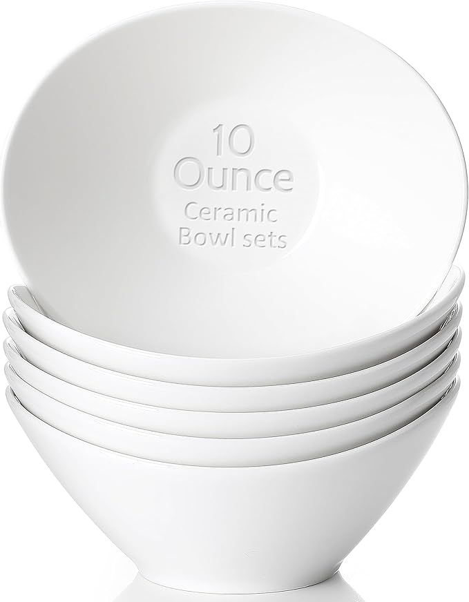 Teocera 6 Inch Ceramic Breakfast Bowls Set of 6, 10 Ounce Small Yogurt Bowls - Image 8