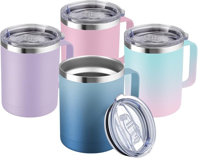 MEWAY 12oz Coffee Mug With Handle 2 Pack Bulk, Stainless Steel Insulated Travel by MEWAY
