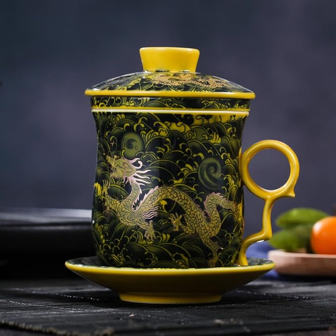 Porcelain Tea Cup with Infuser Lid and Saucer Sets - Image 7