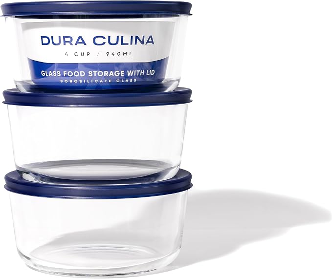 6-Piece Glass Food Storage Containers Set | 4-Cup, Leakproof | Microwave - Image 5