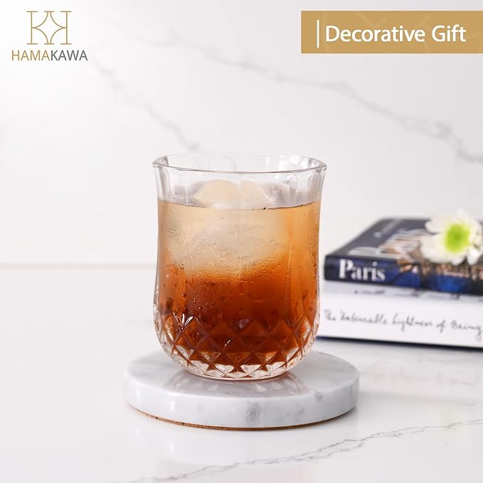 Real Natural Marble Coasters Set of 4, Carrara White Coaster 4 inch, Modern - Image 9
