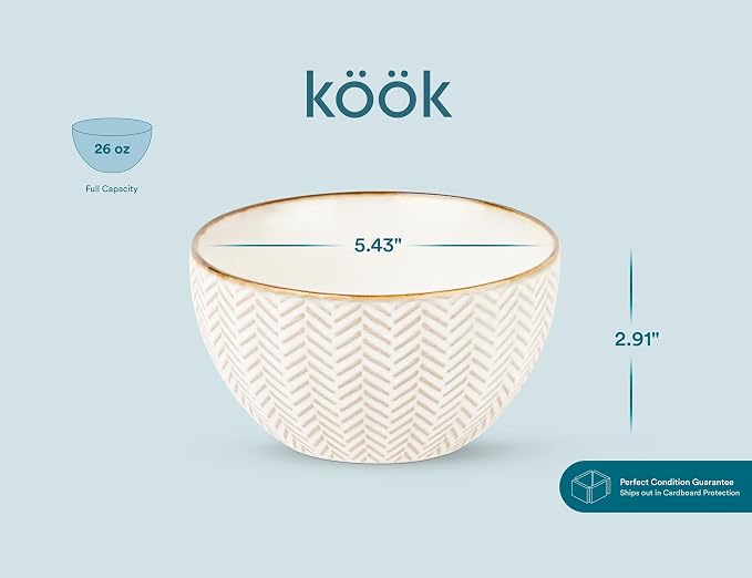 KooK Soup Bowls, Ceramic Bowl, for Soup, Cereal and Poke, Microwave & - Image 7