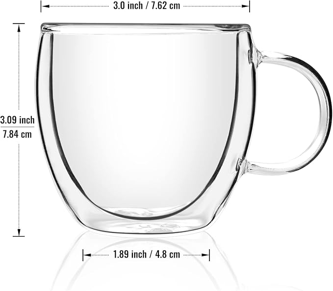 Double Wall Glass Espresso Cups 5oz/150ml, A set of 2, Thermo Insulated - Image 9