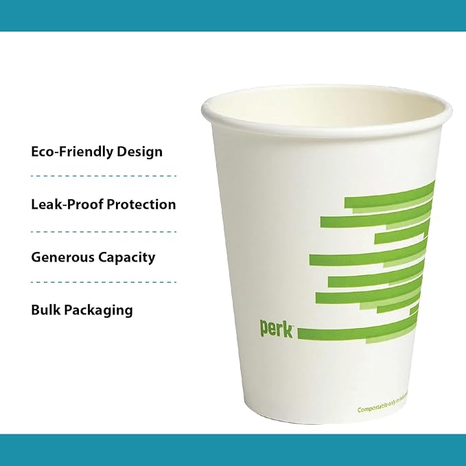 Perk Eco 12 Oz Compostable Paper Hot Cups - Image 10