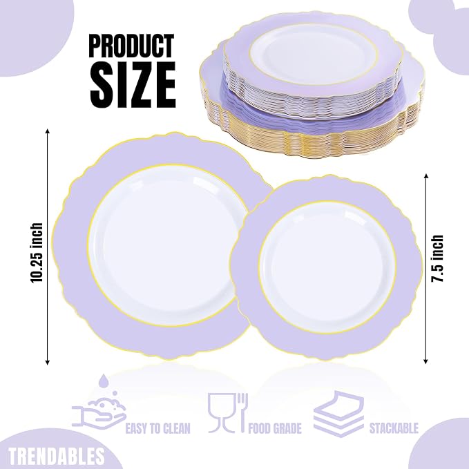 60pcs Purple Plates Disposable - Image 9