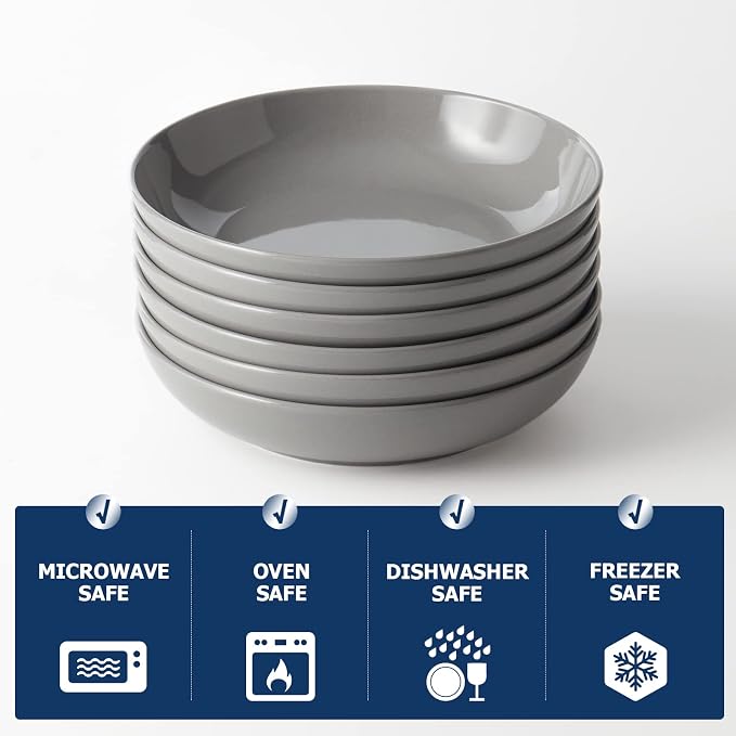 Y YHY Pasta Bowls 30oz, Large Grey Salad Serving Bowls - Image 7
