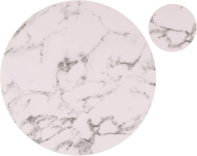 Set of 8 Marble Round Placemats and Coasters, Faux Leather Waterproof Table Mats - Image 7