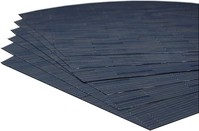 Wedge Placemats for Round Table Woven Vinyl Heat Resistant Washble Easy Clean Table Mats Set of 6(Navy)
