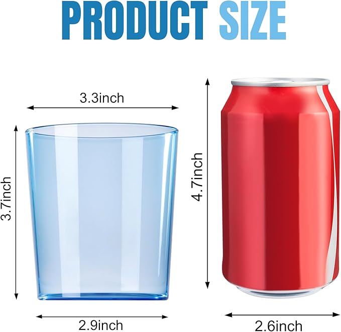 Liacere Plastic Drinking Glasses (Set of 12) 14 oz Blue Reusable Plastic Glasses Colors,Kitchen Water Glasses Cup, Bar Tumbler Glassware Set for Beer, Juice, Cocktail, Whiskey, Milk