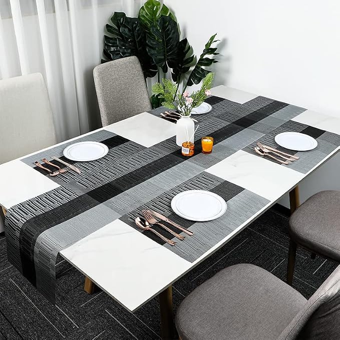 SHACOS Woven Vinyl Table Runners PVC Table Runners 12 x 36 inch Wipe Clean - Image 8