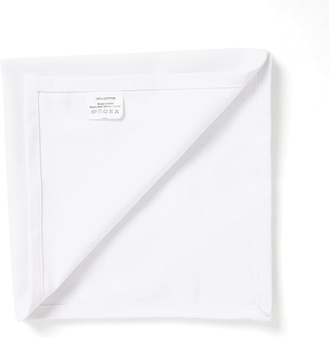 ACCENTHOME Accent Home 100% Cotton Napkins, Delicate Cloth Napkins for Dinners, Parties and Weddings,18 x 18 Inch Set of 12 - White