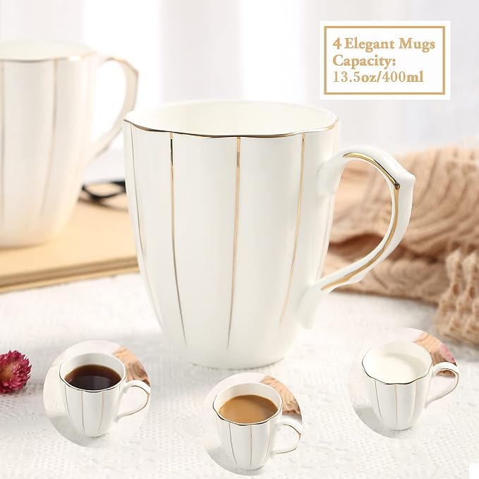 DUJUST Coffee Mug Set of 4, Luxury British Design - Image 5