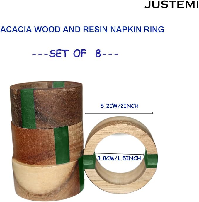 Wooden Napkin Rings Set of 8 for Dinning Table Decor - Image 6