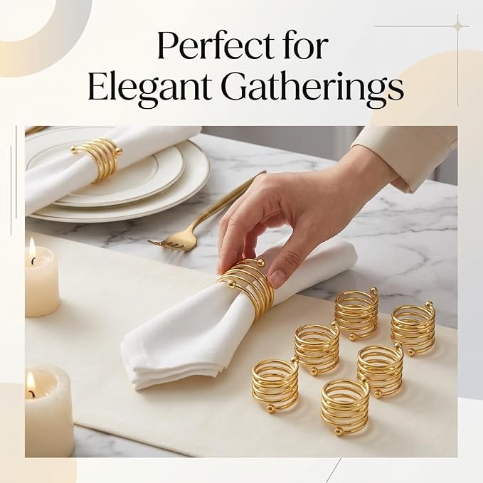Napkin Ring Set of 8, Metal Serviette Holders - Image 6